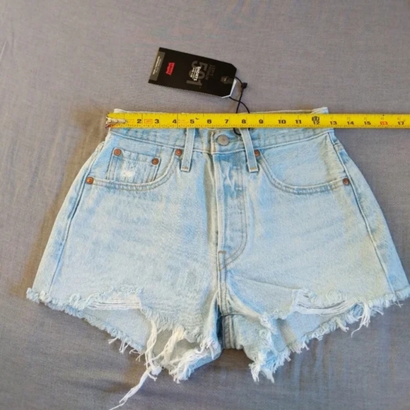 Levi's 501 Denim Shorts High Rise Button Fly Luxor - Picture 3 of 16